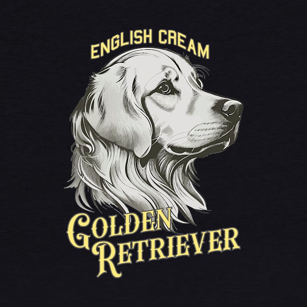 English Cream Golden Retriever Vintage Art by RogerTheCat